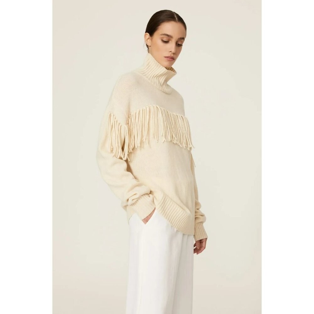 B-82. Jason Wu Collective Knotted Fringe Turtleneck Sweater Small